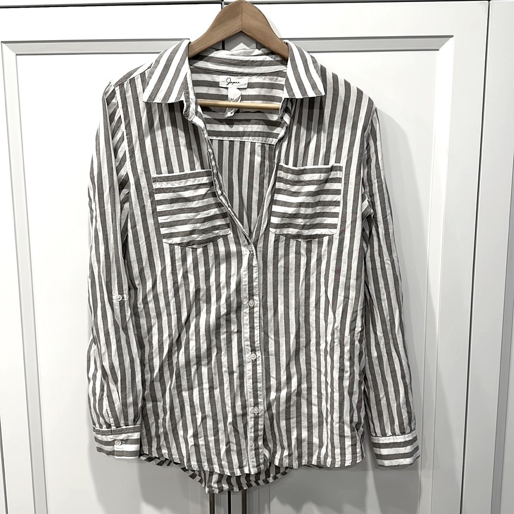 Striped long sleeve button up.